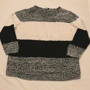 Venus Neutral Colorblock Striped Eyelash Knit Striped Sweater 1X Career Office